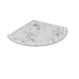 Neo Round 37 in. L x 37 in. W x 1.125 in. H Solid Composite Stone Shower Pan Base with Corner Drain in Carrara Sand