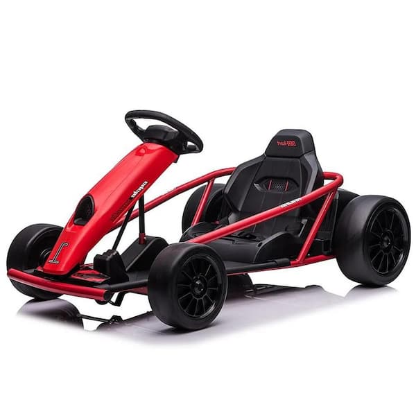 24V Go Kart for Kids 8-12,300W x 2 Motors, 9Ah Battery, 8MPH Speed, Music, Horn, 175 lbs. Max Load-Red