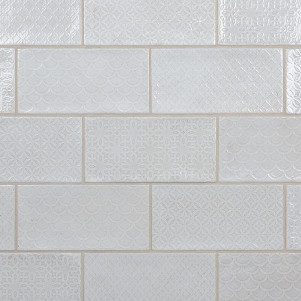 Merola Tile Camden Decor Antique Bianco 4 in. x 8 in. Ceramic Wall Tile (11.5 sq. ft./Case)