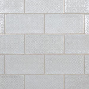 Camden Decor Antique Bianco 4 in. x 8 in. Ceramic Wall Take Home Tile Sample