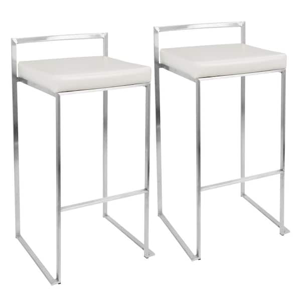 Lumisource Fuji White Stackable Bar, Plastic Stackable Bar Stools