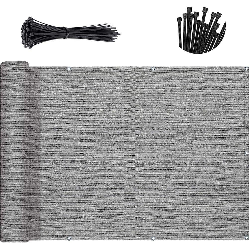 3x10 Brown-Grey Polyethylene Balcony Privacy Screen Fence, Chain Link Fab