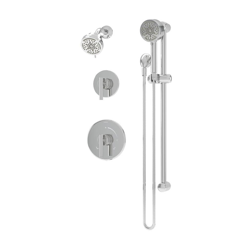 Polished Chrome Adjustable Multi-head Shower System with Handheld Sprayer