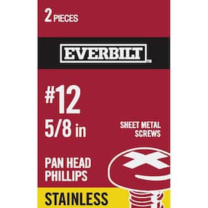 #12 5/8 in. Phillips Pan-Head Sheet Metal Screws (2-Pack)