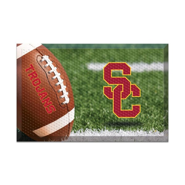 FANMATS University of Southern California Football Heavy Duty Rubber Outdoor Scraprer Door Mat