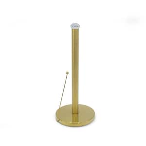 Gold Plated Paper Towel Holder W/Clear Crystal Top