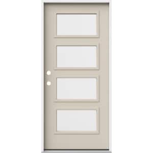 36 in. x 80 in. Right-Hand/Inswing 4 Lite Equal Clear Glass Primed Steel Prehung Front Door