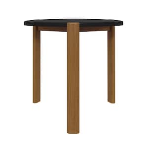 Gales 18.11 in. Matte Black Mid-Century Modern Round MDF End Table with Solid Wood Legs