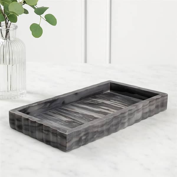 Myla Subtle Gray Marble 14 in. Decorative Tray