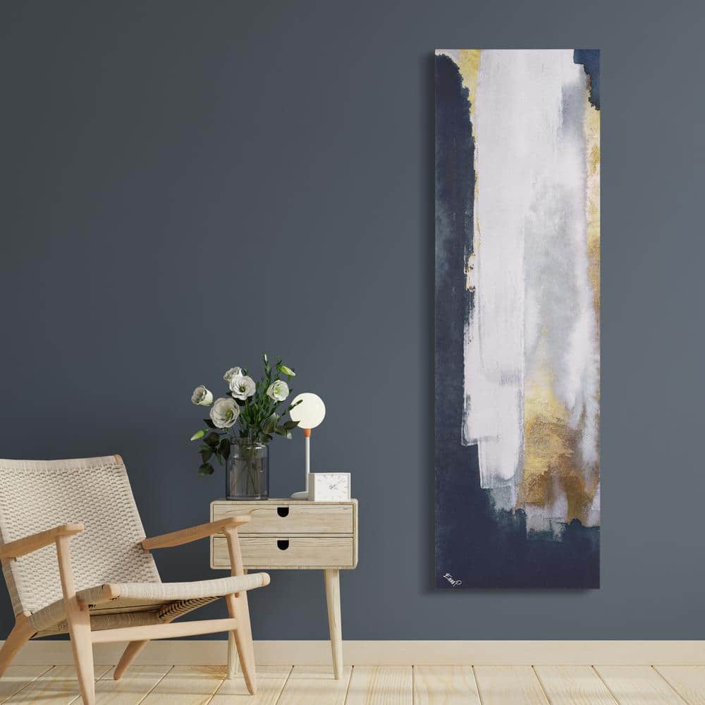 Silver Elegance I Abstract Canvas Wall Art in Blue, Gold, and Silver