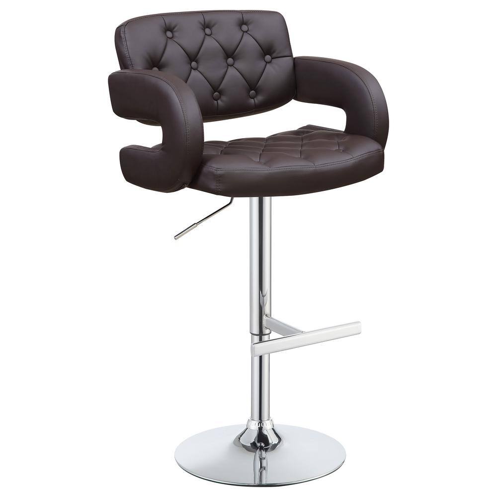Brandi Contemporary Adjustable Brown Leatherette Bar Stool