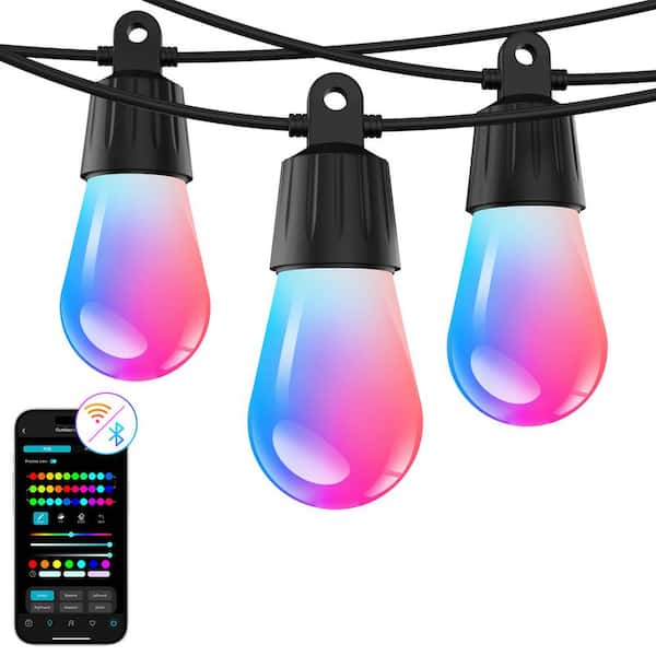 ZB1 30-Light 100 ft. AI Smart Outdoor Plug-In Integrated LED Edison Bulbs String-Light, RGBIC with Warm White