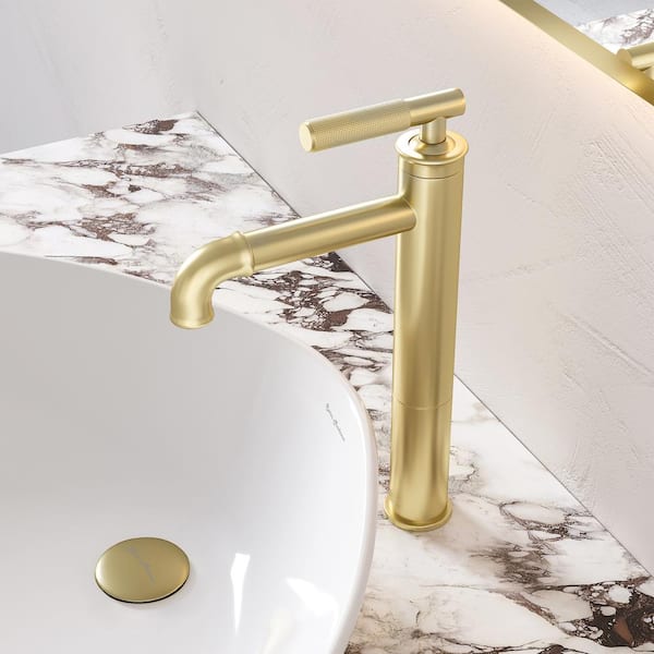 Swiss Madison Avallon Single Handle Single Hole Bathroom Faucet in Brushed Gold