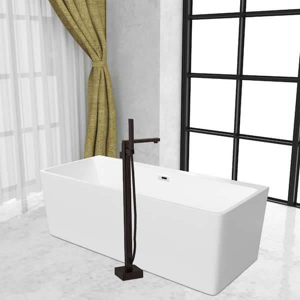 42-7/8 in. Single-Handle Freestanding Bathtub Faucet with Hand Shower Head in Oil Rubbed Bronze