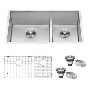 Urbana 16 Gauge Stainless Steel 30 in. 60/40 Double BowlLow-Divide Undermount Rounded Corners Kitchen Sink