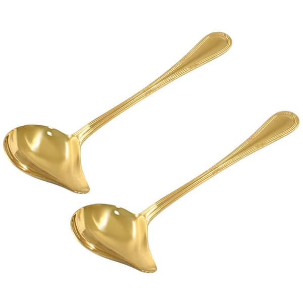 Stainless Steel Sauce Ladles with Pour Spout and Long Handle for Gravies, Soups and Dressings, 2-Piece Set
