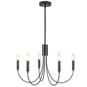 23.62 in. 5-Light Black Classic Chandelier for Kitchen Living Room with No Bulbs Included