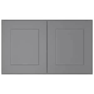 30-in. W x 24-in. D x 18-in. H in Shaker Grey Plywood Ready to Assemble Wall Bridge Kitchen Cabinet with 2 Doors