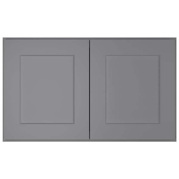 HOMEIBRO 30-in. W x 24-in. D x 18-in. H in Shaker Grey Plywood Ready to Assemble Wall Bridge Kitchen Cabinet with 2 Doors