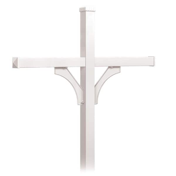 Salsbury Industries Deluxe 2-Sided In-Ground Mounted Post for 4 Roadside Mailboxes, White
