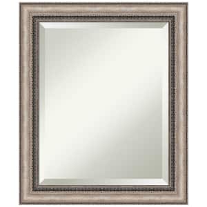Lyla 20.25 in. x 24.25 in. Modern Silver Rectangle Framed Ornate Silver Bathroom Vanity Mirror