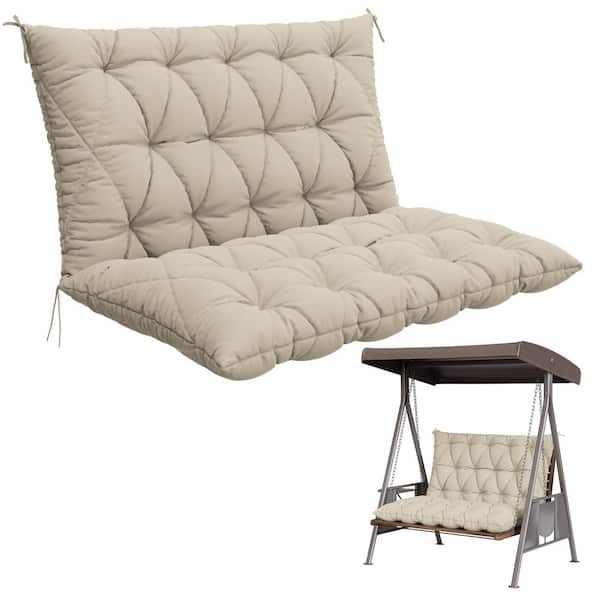 WNP 47 in. x 40 in. 2-Seater Patio Contoured Replacement Bench Cushion Outdoor Porch Swing Cushion Cushion Cream