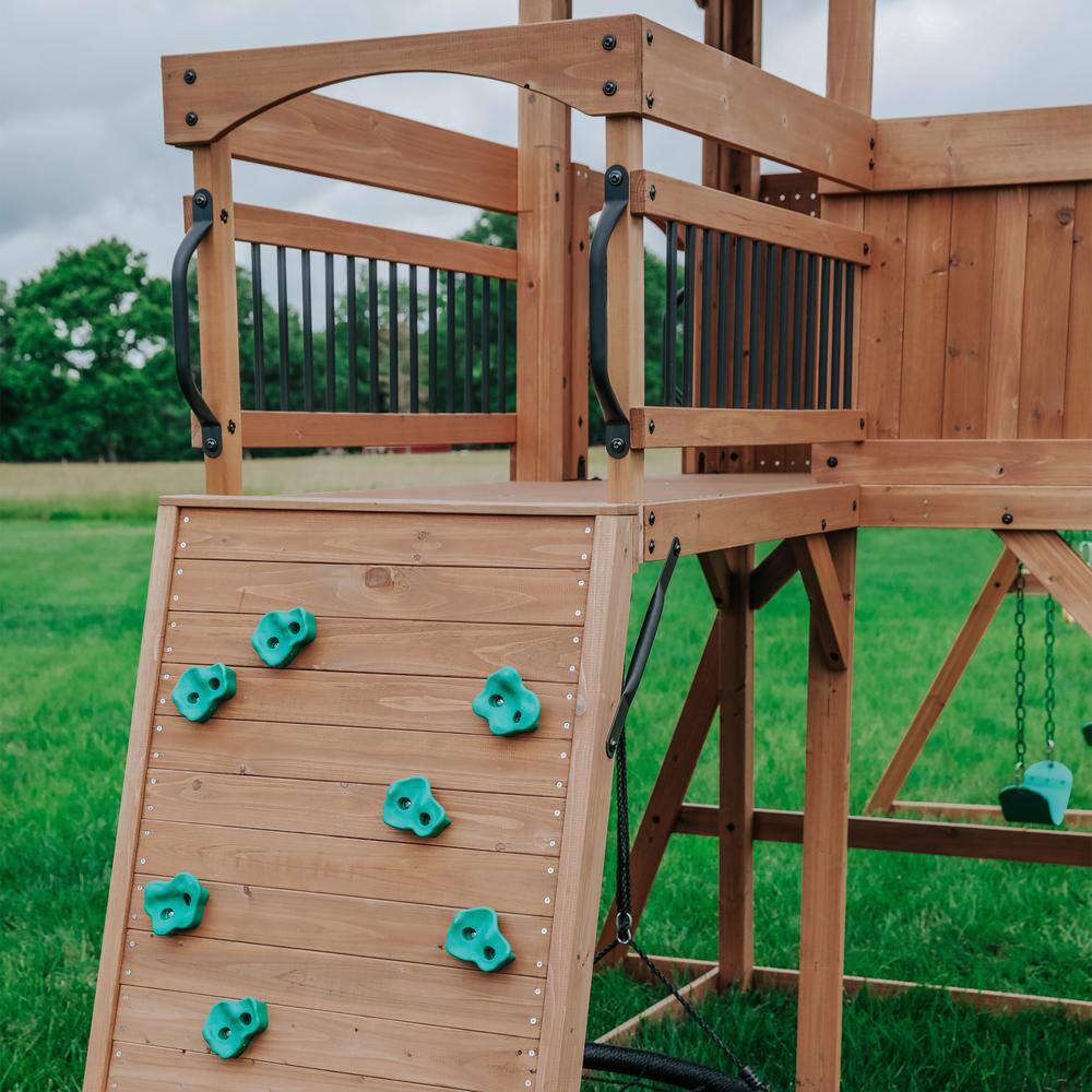 Sterling Point Wooden Swing Set with Yellow Slide