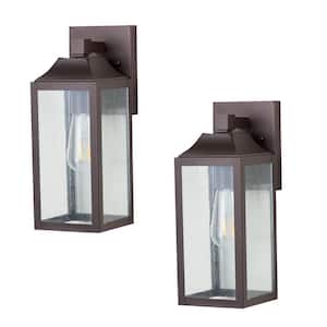 Oil Rubbed Bronze Outdoor Wall Outlet Wall Sconce with No Bulbs Included Clear Seedy Shade (Pack of 2)