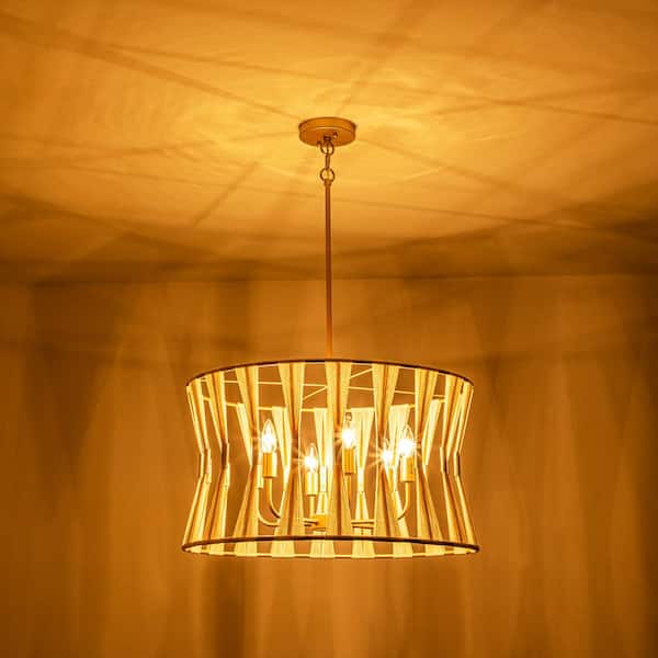 Austin 6-Light Beige Hand-Wrapped Rope Cone Pendant Light
