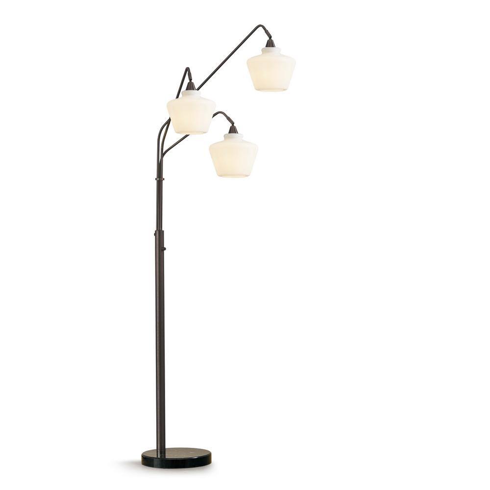 Midtown 83 in. Dark Bronze 3-Lights Arc Tree Floor Lamp with White Glass Shades price history on PriceWatchPro