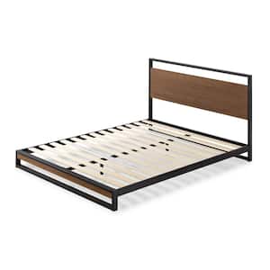 Suzanne 53.5 in. W Chestnut Brown Full Bamboo and Metal Frame Platform Bed
