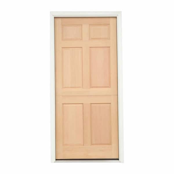 JELD-WEN 32 in. x 80 in. 6-Panel Unfinished Dutch Right-Hand Inswing Wood Prehung Back Door w/Brickmould