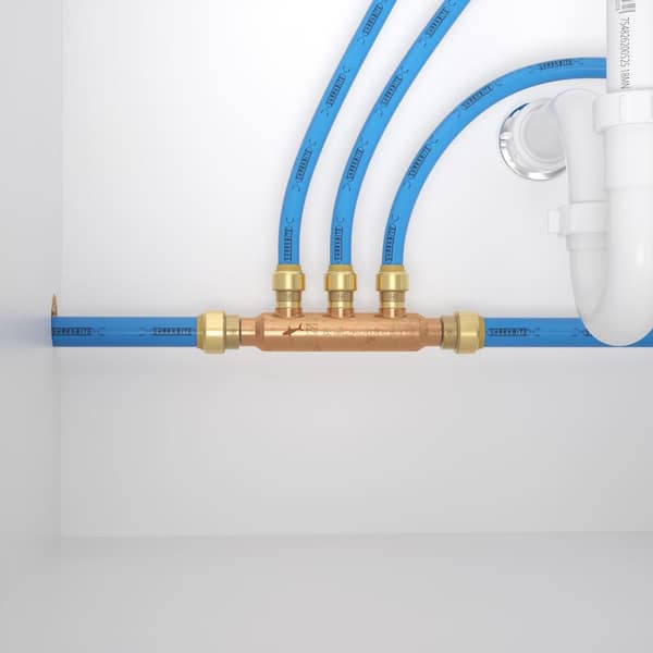 3/4 in. x 1/2 in. Push-to-Connect Copper 3-Port Open Manifold Fitting