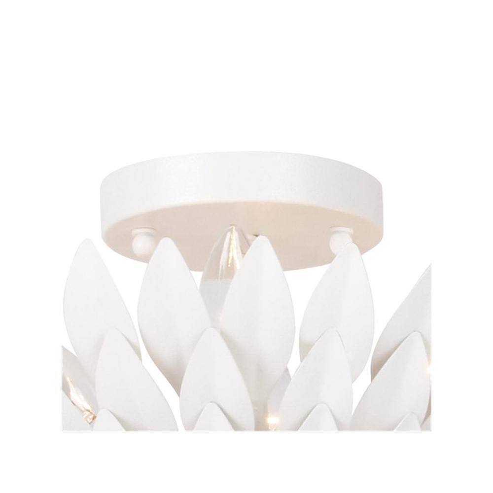Matte White Crystal Leaf 4-Light Ceiling Bowl Fixture