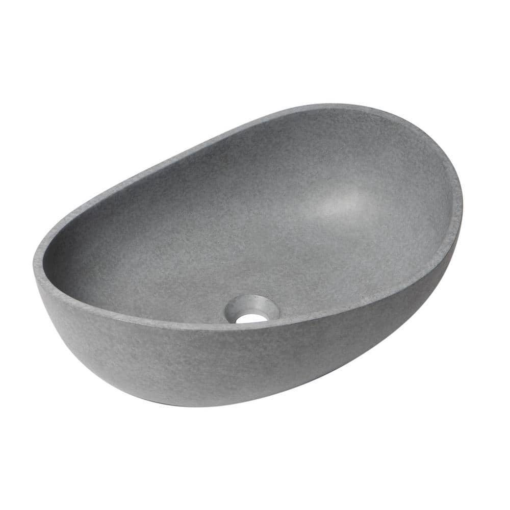Gray Matte Ceramic Oval Above Mount Bathroom Sink