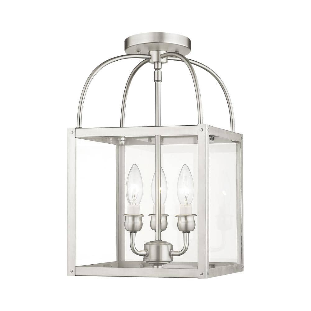 Milford Brushed Nickel 3-Light Mini Pendant with Clear Glass