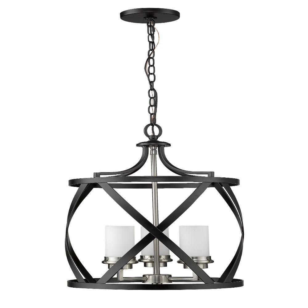Malcalester 24'' Matte Black & Brushed Nickel Glass Pendant Light