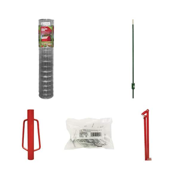 6 ft. x 50 ft. Wire, 8 ft. T-Post, Post Driver, Clips, Fence Puller Combo