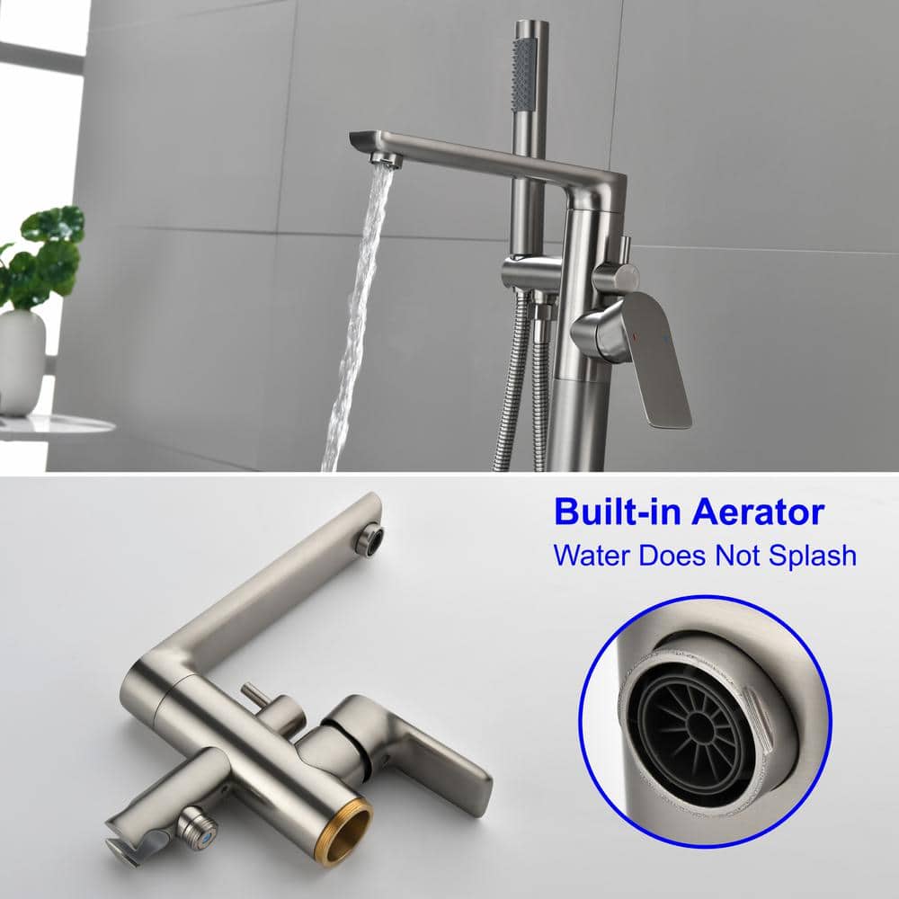 Brushed Nickel Single-Handle Floor Mount Tub Faucet