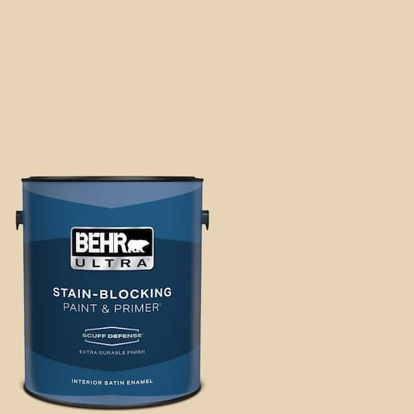 BEHR ULTRA 1 gal. #PPU7-18 Sand Pearl Extra Durable Satin Enamel Interior Paint & Primer