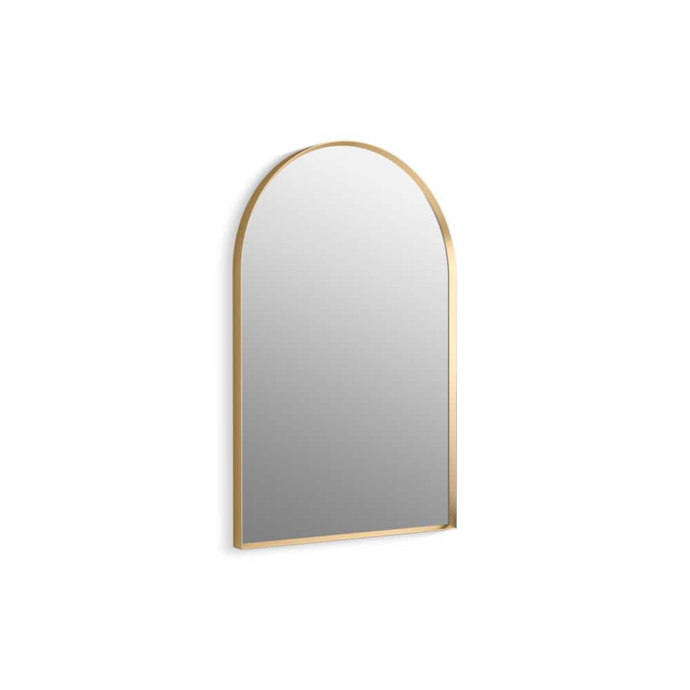 Moderne Brushed Gold 36" x 24" Arch Bathroom Mirror