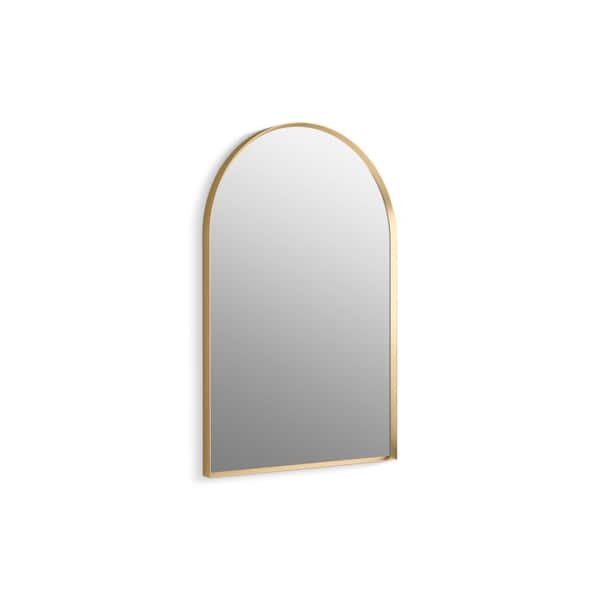 KOHLER Essential 24 in. X 36 in. Arch Framed Mirror in Moderne Brushed Gold