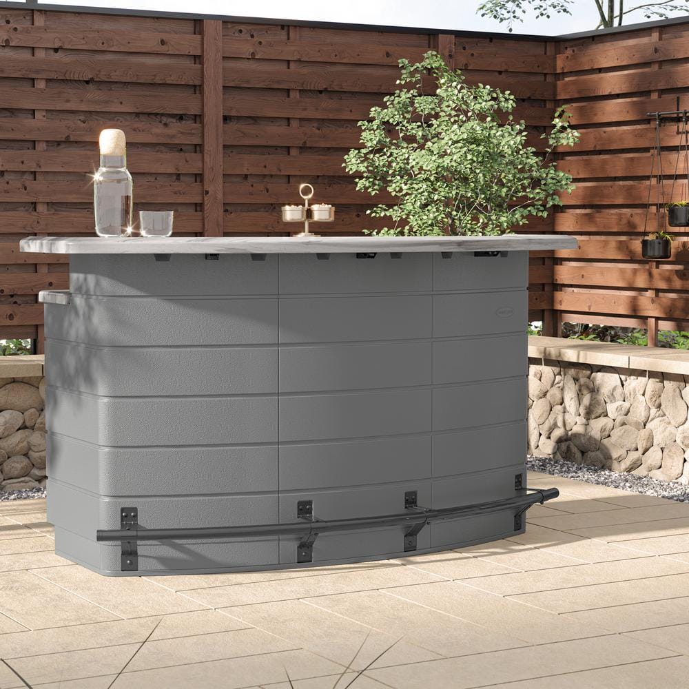 Gray Plastic Outdoor Bar with Marblecast Countertop