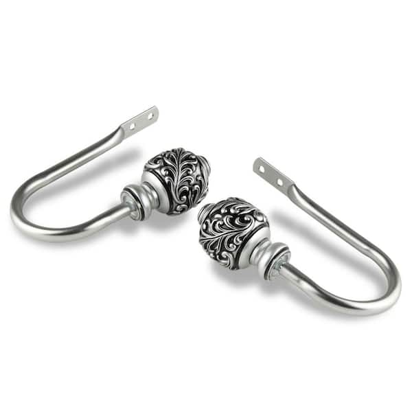Tilly Decorative Satin Nickel Steel Hook Curtain Holdback (Set of 2)