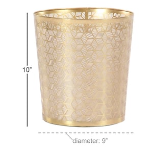 Gold Stackable Geometric Small Waste Bin with Laser Carved Design