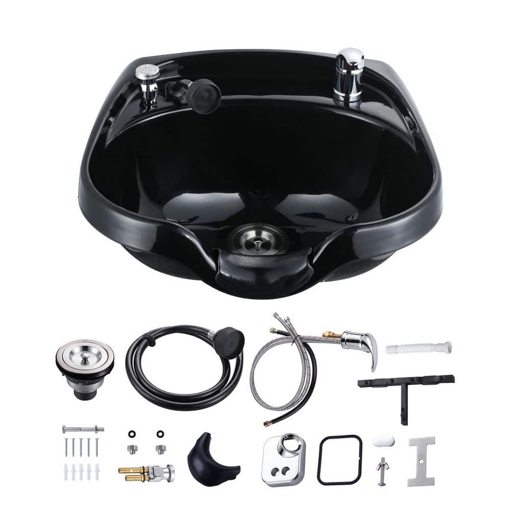 22.4 in. D x 20 in. W x 10.9 in. H Wall-Mounted Salon Shampoo Sink Bowl Faucet Chrome Brass with Sprayer Kit price history on PriceWatchPro