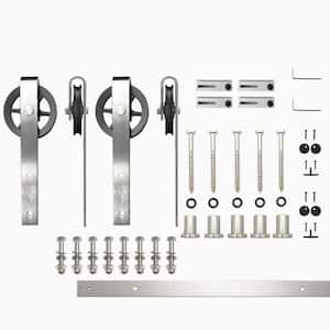6 ft./72 in. Brushed Nickel Non-Bypass Sliding Barn Door Hardware Kit Spoke Wheel Design Roller for Double Doors