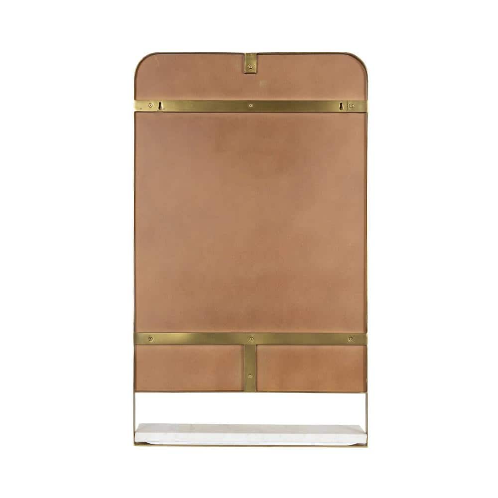 Gold Rectangular Wall Mirror with Marble Shelf