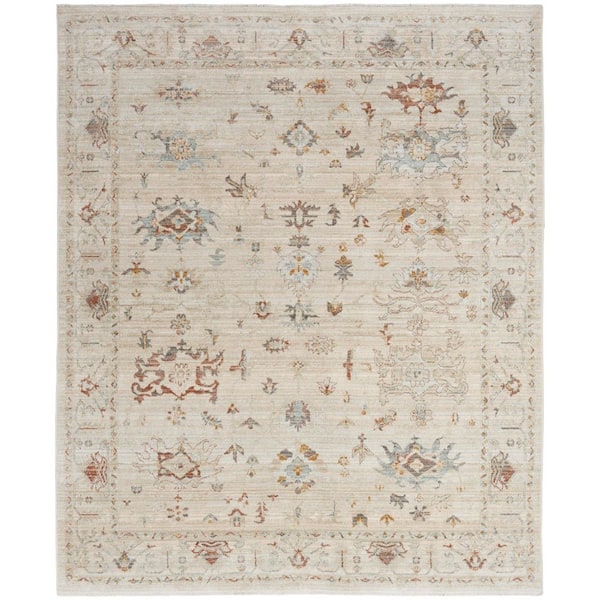 Nourison Traditional Home Beige 8 ft. x 10 ft. Distressed Traditional Area Rug