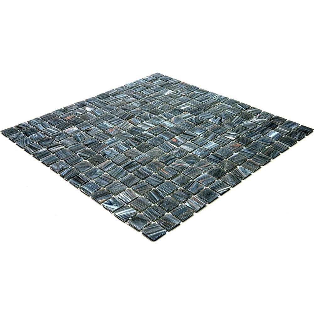 Celestial 12" x 12" Glossy Gray Glass Mosaic Tile
